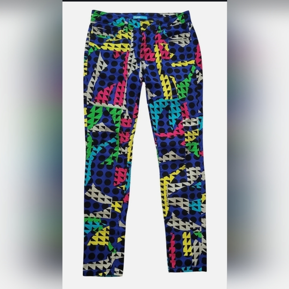 🖤 NWT L'Amour Nanette Lepore Size 7	Multicolor Bright Legging Pants Geometric - Picture 3 of 9